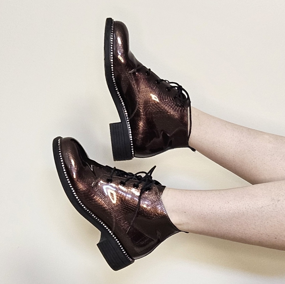 Glossy Rhinestone Lace-ups - Picture 2 of 13